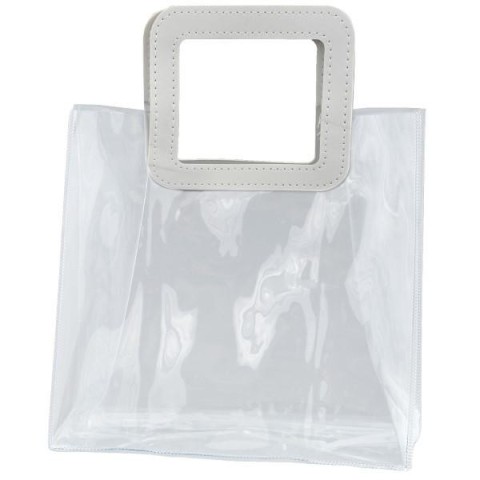 BUSTA PVC CON MANICO IN PELLE H24X28X13